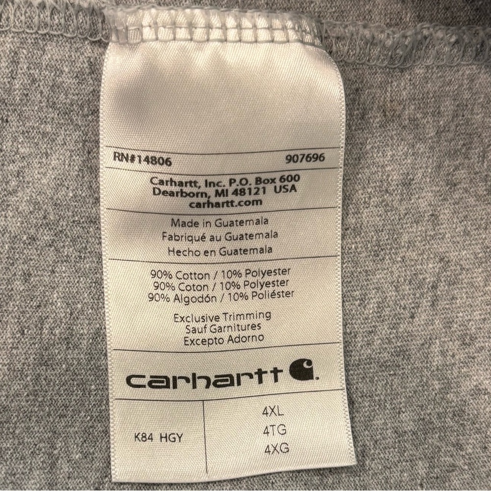 Carhartt Loose Fit Heavyweight Short Sleeve Pocket Henley Men's 4XL Heather Gray - Picture 7 of 8